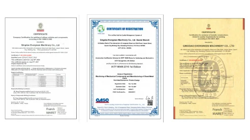 EN15085, ISO3834, IATF16949 certificates